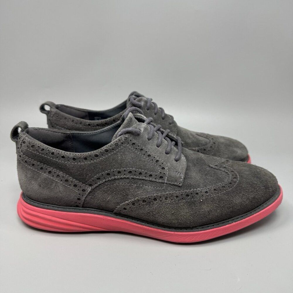 ColeāHaan Grand Evolution Wingtip C26858 Shoes Suede Red Sole Mens Size 9W
